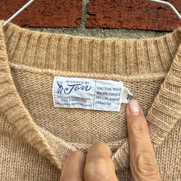 Vintage Fall River Knitting Mills Shetland Wool Blend Sweater Camel Tan size m - Picture 2 of 5